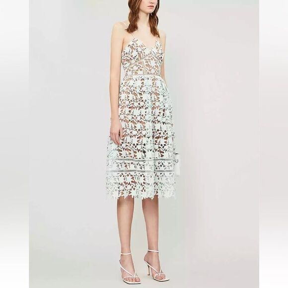 Self-Portrait Azaelea Midi Green Dress Mint Size 2 - Picture 6 of 13